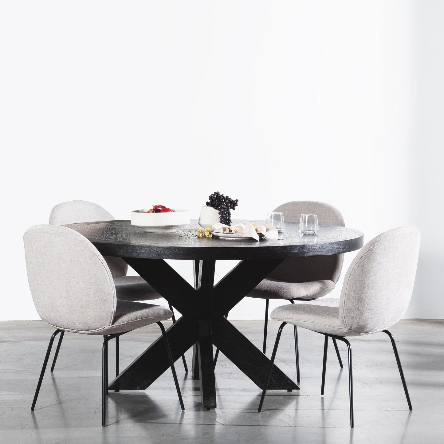 Darrel 1.5m Round Wooden Dining Table - Full Black