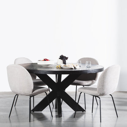 Darrel 1.5m Round Wooden Dining Table - Full Black