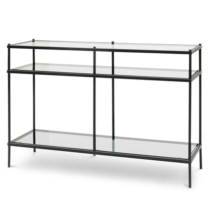 CDT6395-KS 1.2m Grey Glass Console Table - Black Base