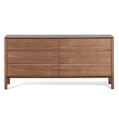 6 Drawers Wooden Chest - Walnut
