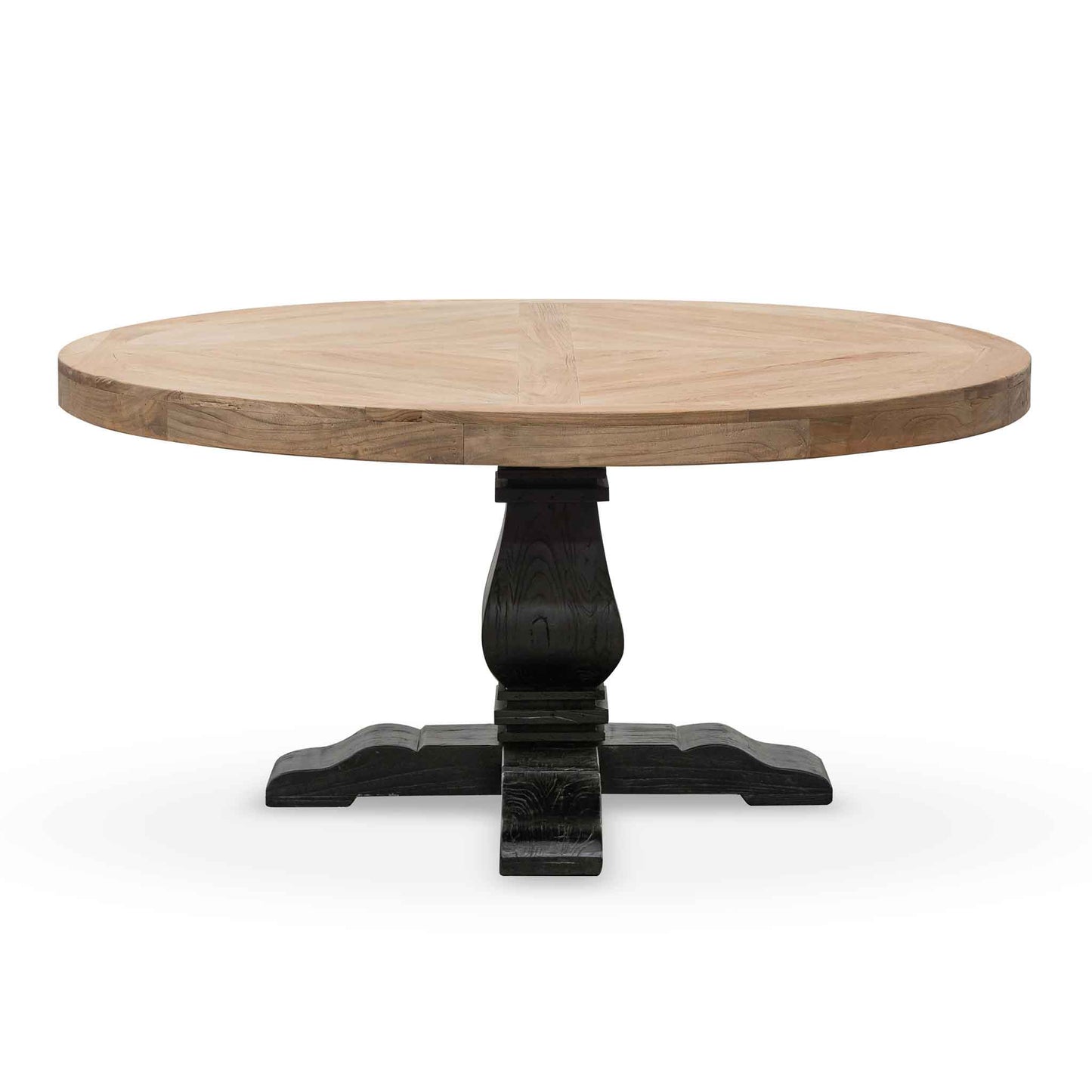 Ex Display - Kara Reclaimed 1.6m Round Dining Table - Natural Top and Black Base