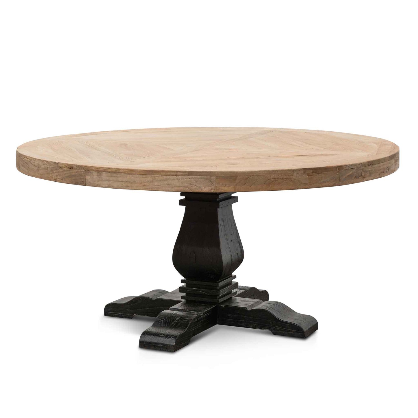 Ex Display - Kara Reclaimed 1.6m Round Dining Table - Natural Top and Black Base