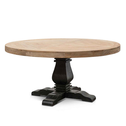 Ex Display - Kara Reclaimed 1.6m Round Dining Table - Natural Top and Black Base