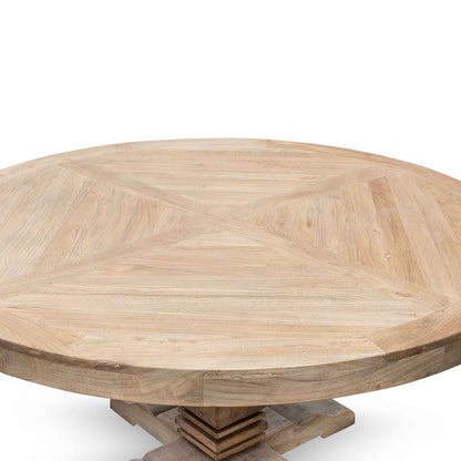 Kara Reclaimed 1.6m Round Dining Table - Natural Top and Natural Base