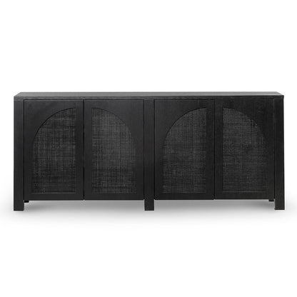 Lucius 1.95m Black Oak Sideboard Unit - Rattan