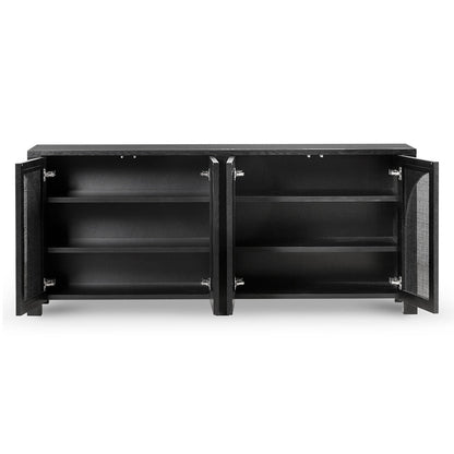 Lucius 1.95m Black Oak Sideboard Unit - Rattan