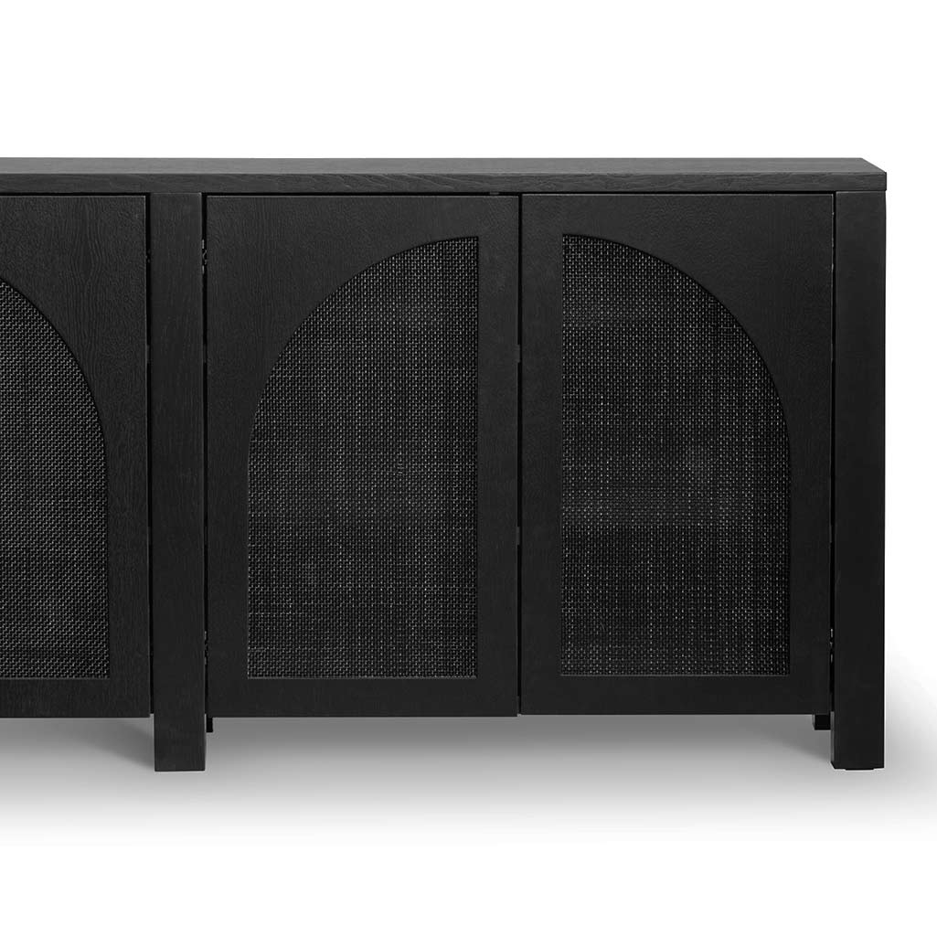 Lucius 1.95m Black Oak Sideboard Unit - Rattan