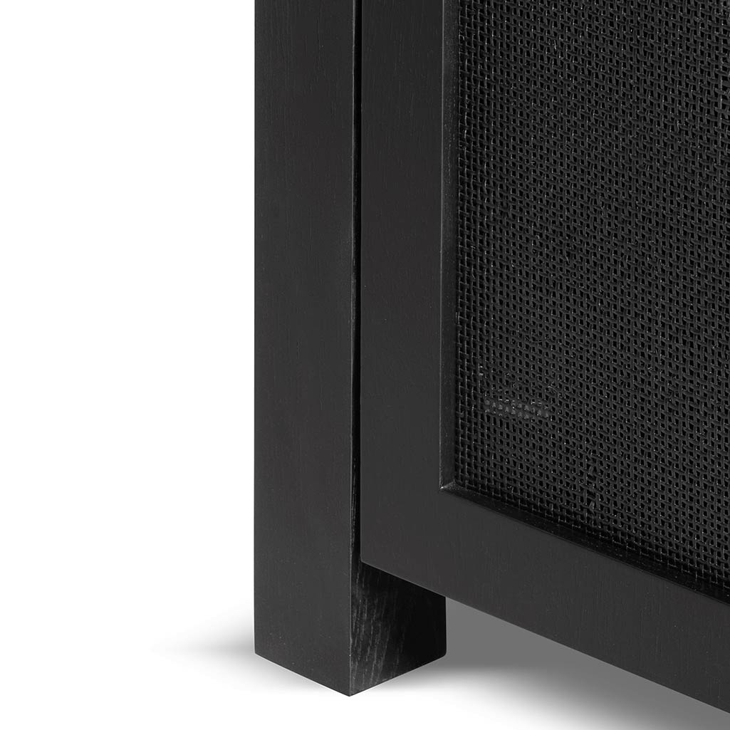 Lucius 1.95m Black Oak Sideboard Unit - Rattan