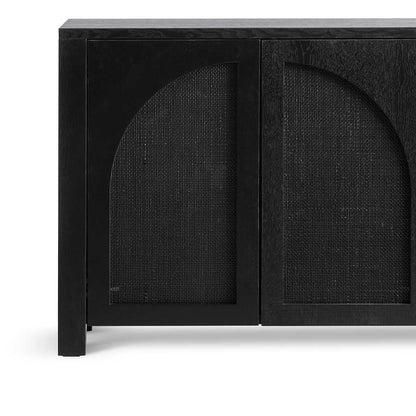 Lucius 1.95m Black Oak Sideboard Unit - Rattan