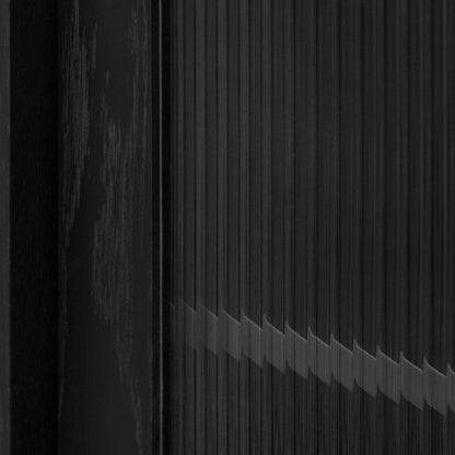 Black Bar Cabinet - Flute Glass Doors