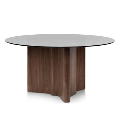 Benton 1.5m Round Grey Glass Dining Table - Walnut - Last One