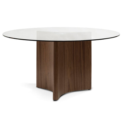 Ex Display - Benton 1.5m Round Glass Dining Table - Walnut