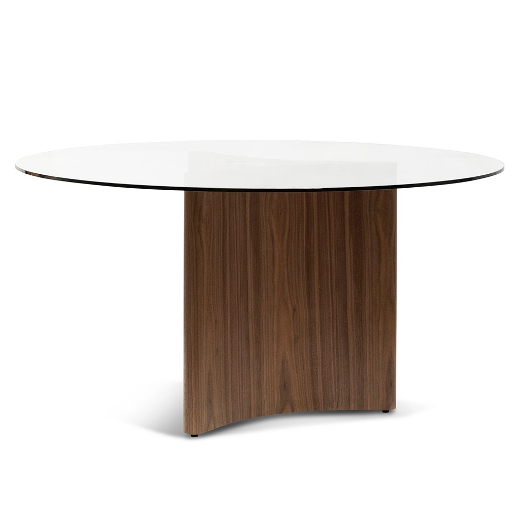 Ex Display - Benton 1.5m Round Glass Dining Table - Walnut