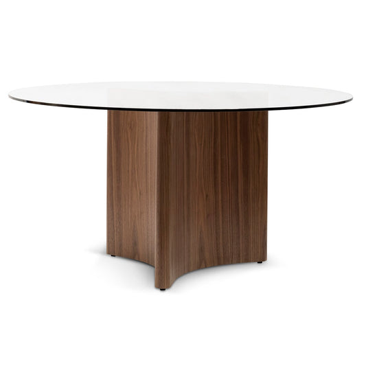 Ex Display - Benton 1.5m Round Glass Dining Table - Walnut