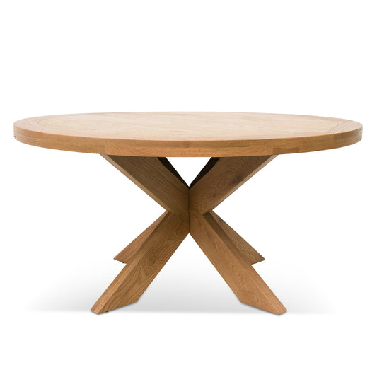Darrel 1.5m Round Wooden Dining Table - Distress Natural