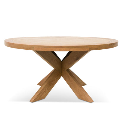Ex Display - Darrel 1.5m Round Wooden Dining Table - Distress Natural