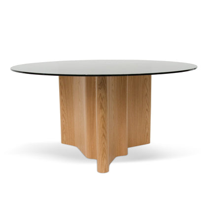 Ex Display - Benton 1.5m Round Glass Dining Table - Natural