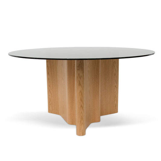 Ex Display - Benton 1.5m Round Glass Dining Table - Natural