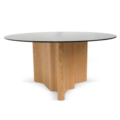 Ex Display - Benton 1.5m Round Glass Dining Table - Natural