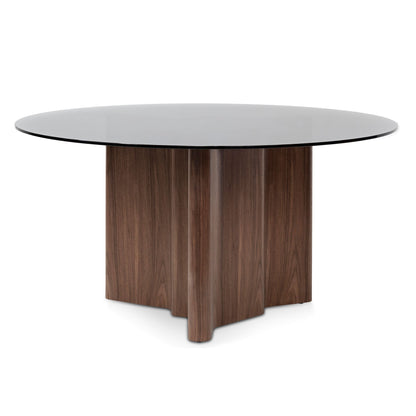 Benton 1.5m Round Grey Glass Dining Table - Walnut - Last One
