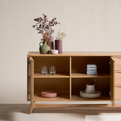 Brendon 1.6m Sideboard Unit with Drawers - Natural Oak
