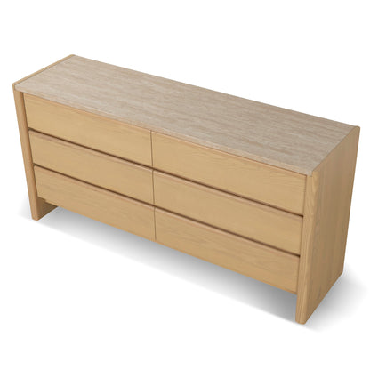 160m Travertine Chest of Drawers - Creme Ash