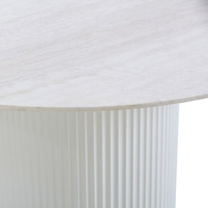 1.2m Round Travertine Dining Table - White