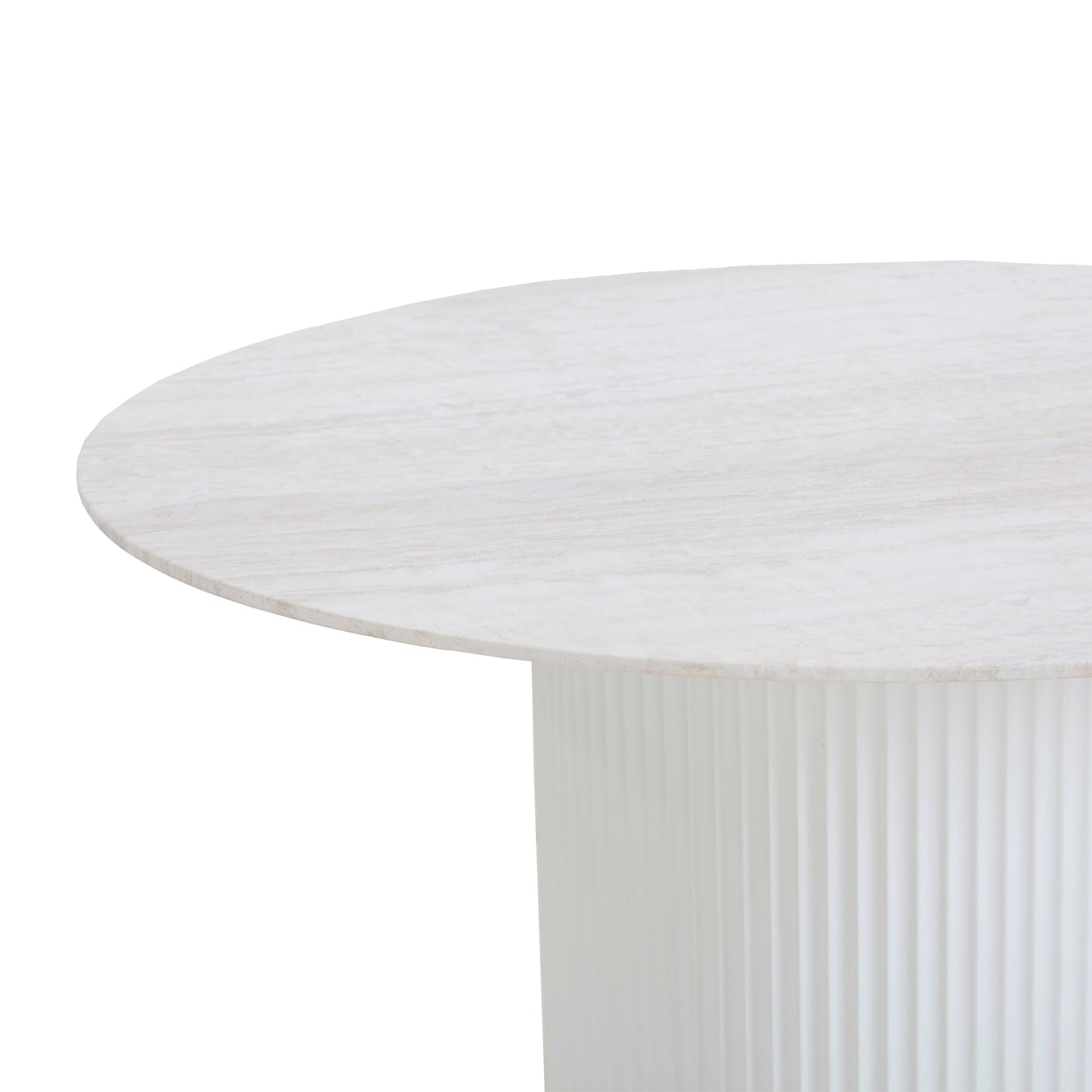 Elino 1.2m Round Travertine Dining Table - White