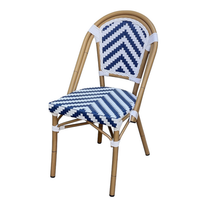 Set of 2 - Dalmatian Indoor / Outdoor Dining Chair - Navy & White Chevron
