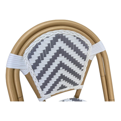 Set of 2 - Dalmatian Indoor / Outdoor Dining Chair - Grey &  White Chevron