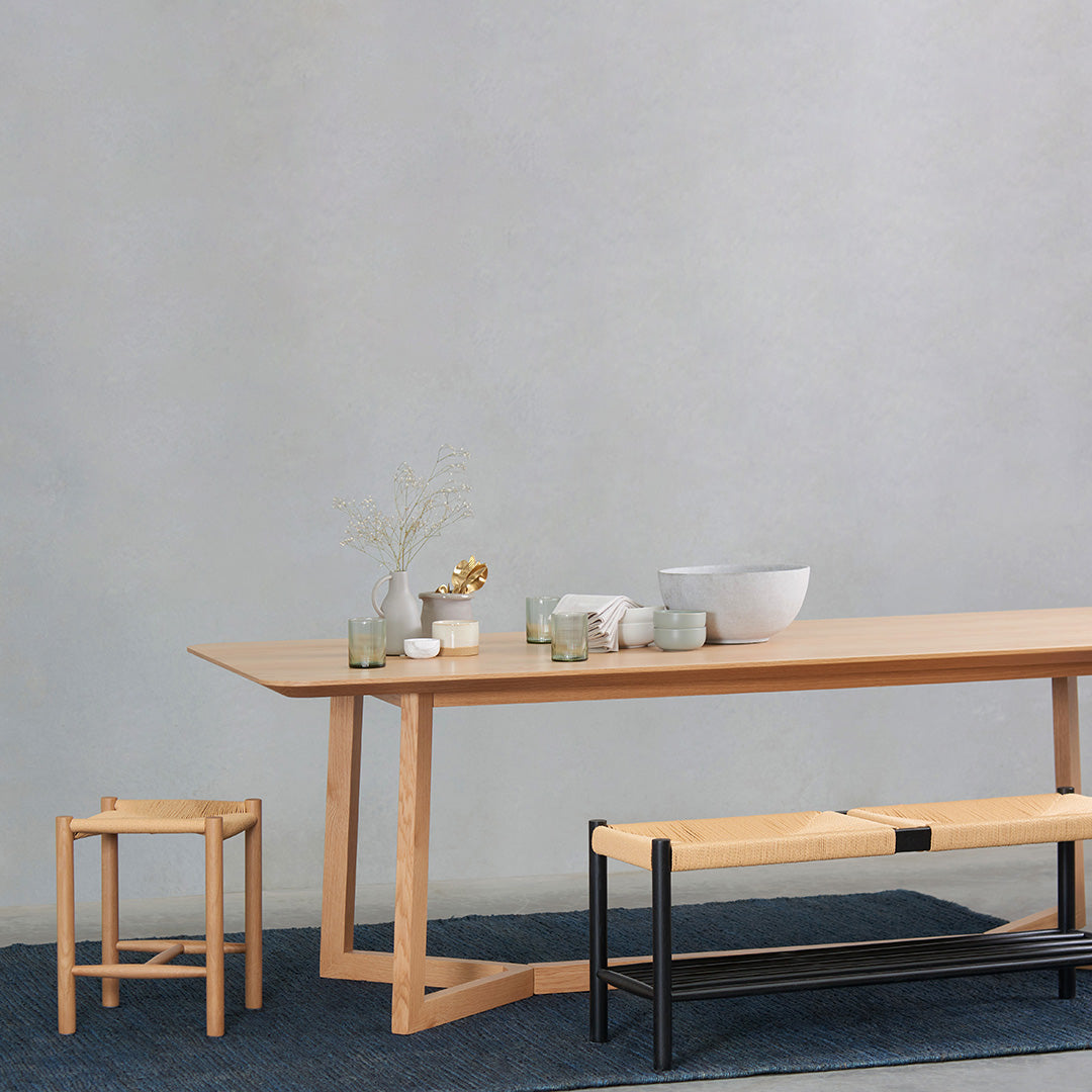 Erika 110cm Black Oak Bench - Natural Seat