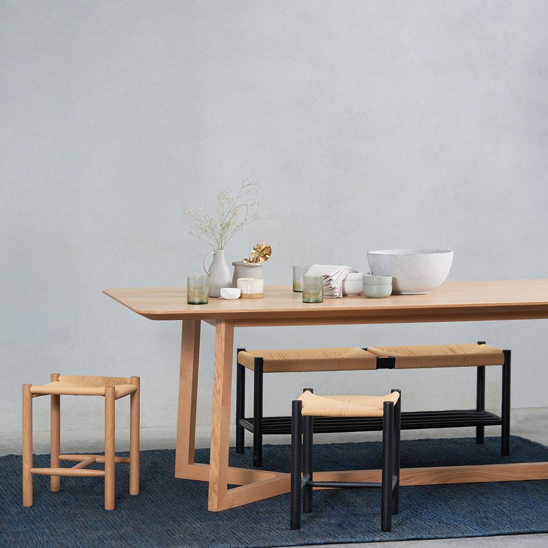 Erika 110cm Black Oak Bench - Natural Seat