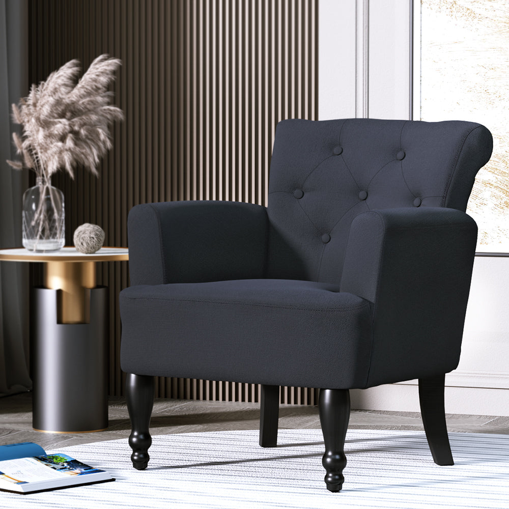Artiss French Lorraine Chair Retro Wing - Black