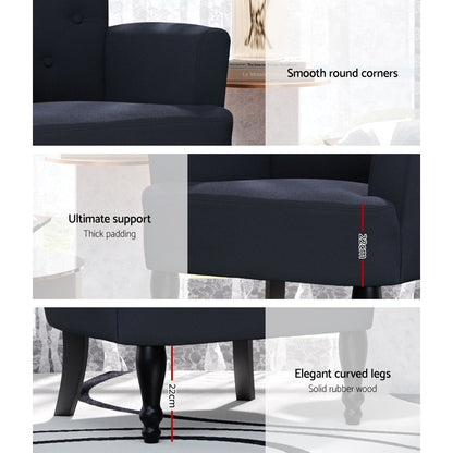 Artiss French Lorraine Chair Retro Wing - Black