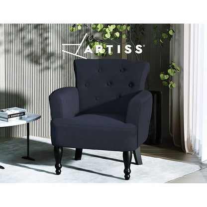 Artiss French Lorraine Chair Retro Wing - Black