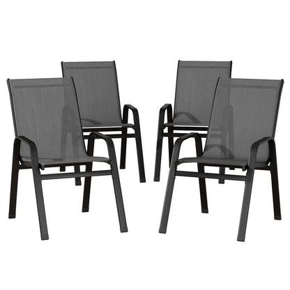 Gardeon 4PC Outdoor Dining Chairs Stackable Lounge Chair Patio Furniture Grey