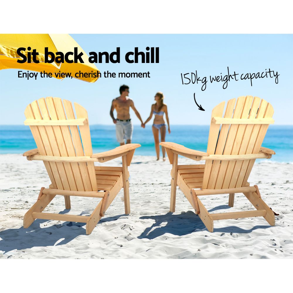 Gardeon Outdoor Chairs Furniture Beach Chair Lounge Wooden Adirondack Garden Patio