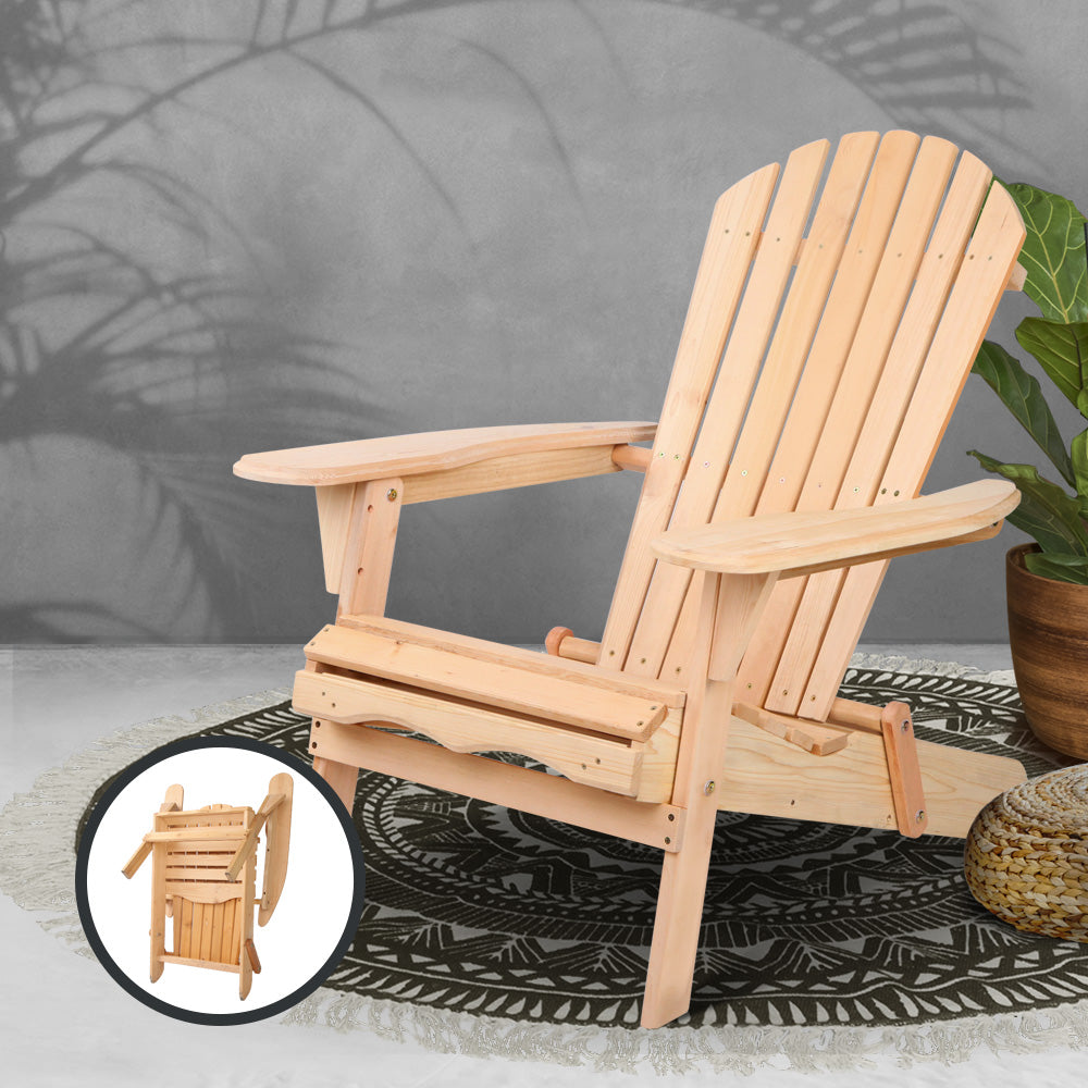 Gardeon Outdoor Chairs Furniture Beach Chair Lounge Wooden Adirondack Garden Patio