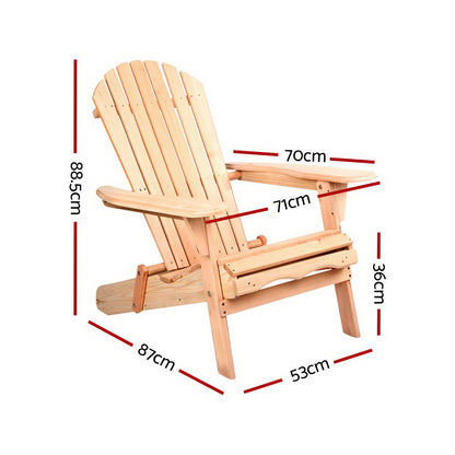 Gardeon Set of 2 Patio Furniture Outdoor Chairs Beach Chair Wooden Adirondack Garden Lounge