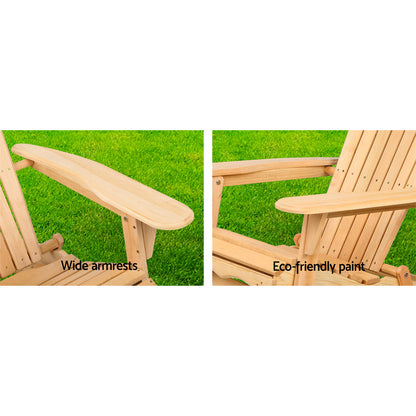 Gardeon Set of 2 Patio Furniture Outdoor Chairs Beach Chair Wooden Adirondack Garden Lounge
