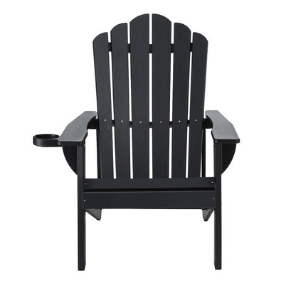 Gardeon Outdoor Chairs HDPE Adirondack Beach Chair Sun Lounge Patio Furniture Garden Black