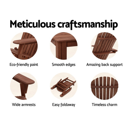 Gardeon Outdoor Furniture Beach Chair Wooden Adirondack Patio Lounge Garden