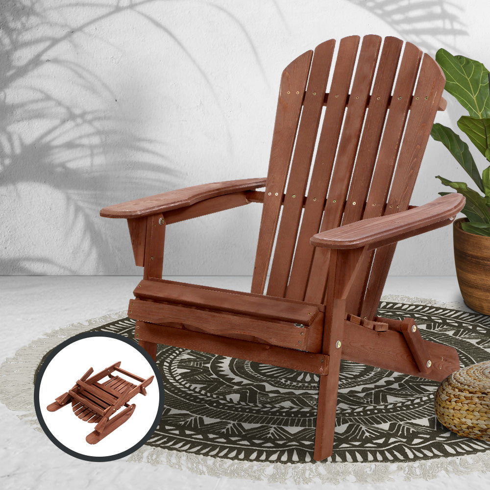 Gardeon Outdoor Furniture Beach Chair Wooden Adirondack Patio Lounge Garden