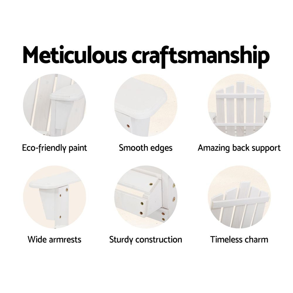 Gardeon Outdoor Sun Lounge Beach Chairs Table Setting Wooden Adirondack Patio Chair