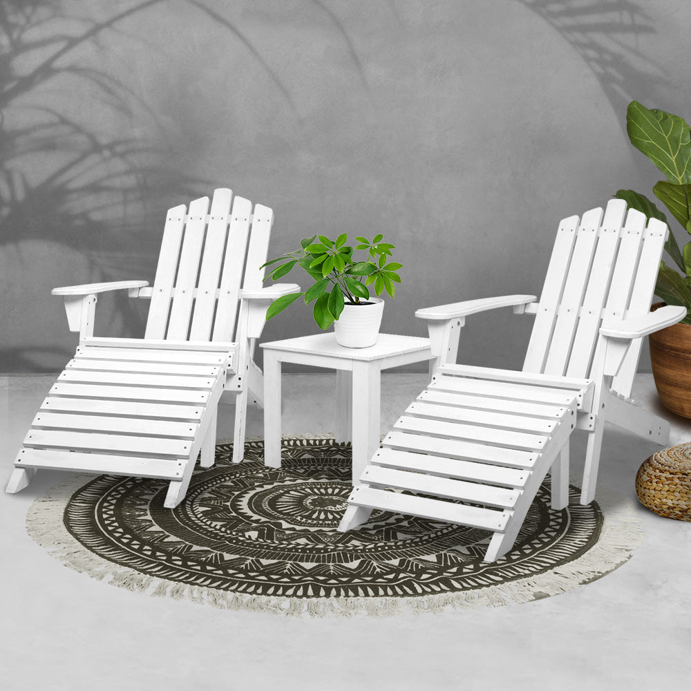 Gardeon Outdoor Sun Lounge Beach Chairs Table Setting Wooden Adirondack Patio Chair