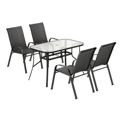 Gardeon 5PC Outdoor Dining Set Table and Chairs Patio Furniture Bistro Set Garden Black