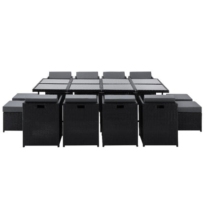 Gardeon Outdoor Dining Set 13 Piece Wicker Table Chairs Setting Black