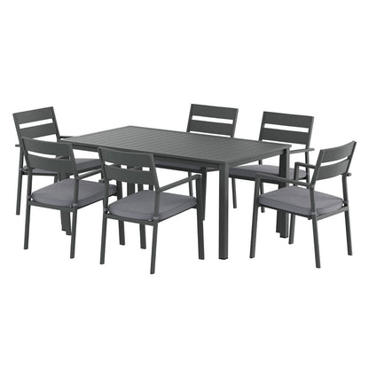 Gardeon Outdoor Dining Set 7 Piece Aluminum Table Chairs Setting Black