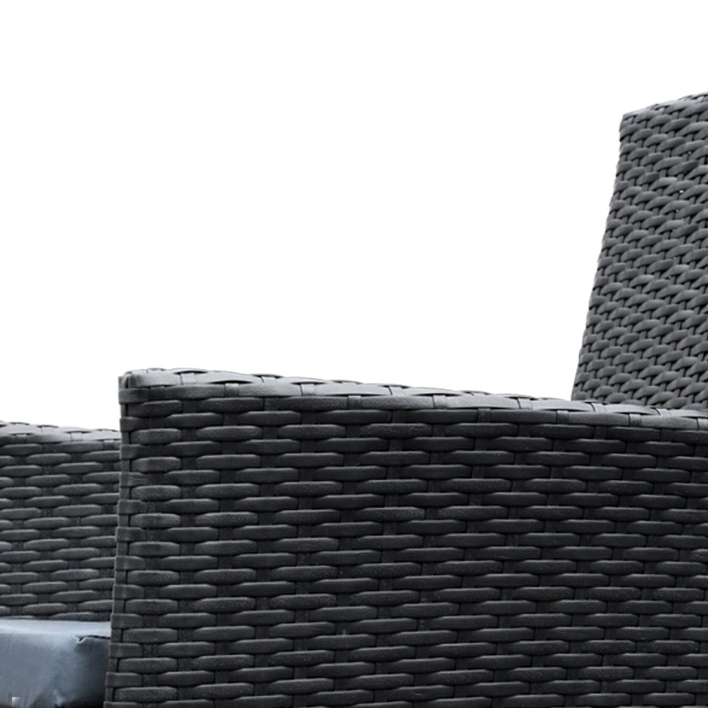 Gardeon Outdoor Dining Set 9 Piece Wicker Lounge Setting Black