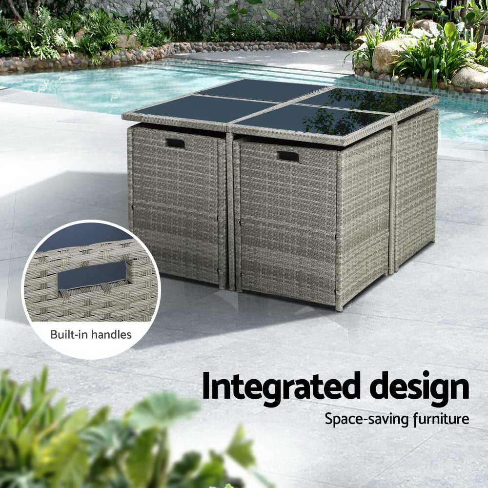 Gardeon 9 PCS Outdoor Dining Set Table Chairs Patio Lounge Setting Furniture